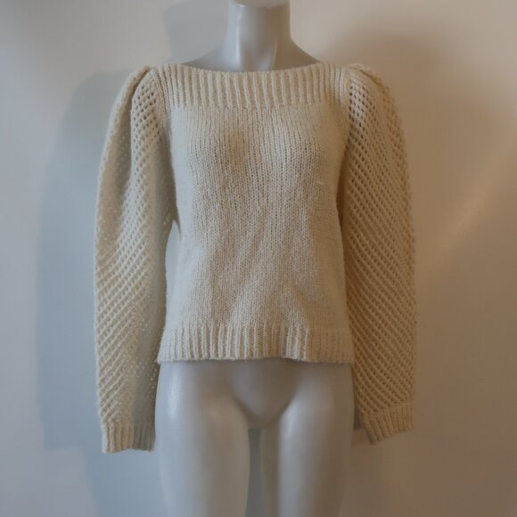 Womens LoveShackFancy Cream Knit Sweater Sz M - Picture 2 of 12